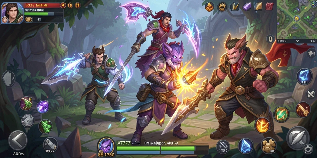 Tangkapan layar menunjukkan aksi epik dalam gameplay ARPG AT777.