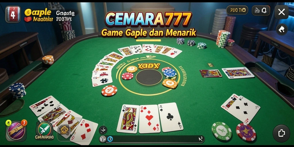 Gameplay seru Gaple di CEMARA777 dengan antarmuka menarik.