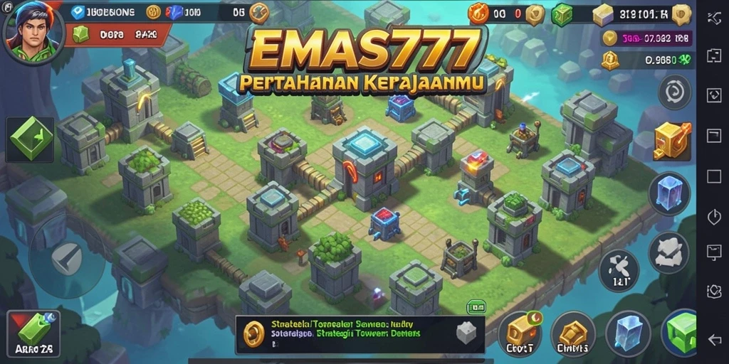 Tampilan gameplay menegangkan saat melawan gelombang musuh di EMAS777.
