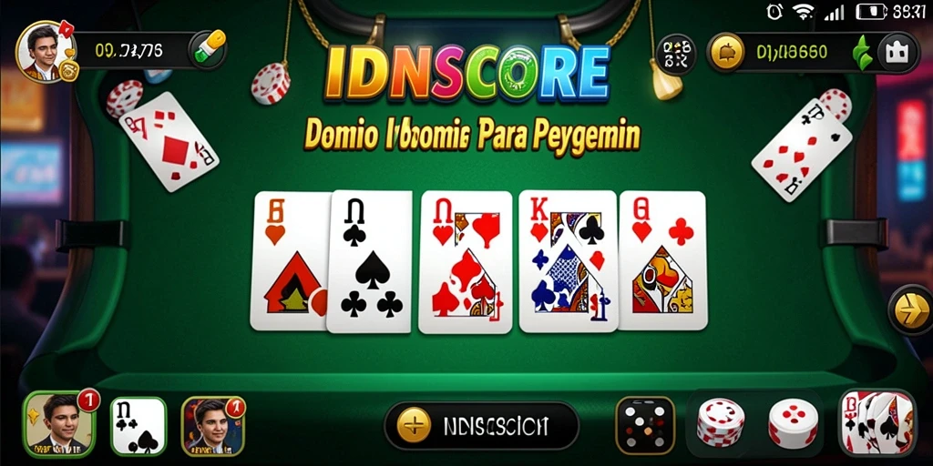 Screenshot gameplay IDNSCORE menampilkan pertandingan domino yang seru.