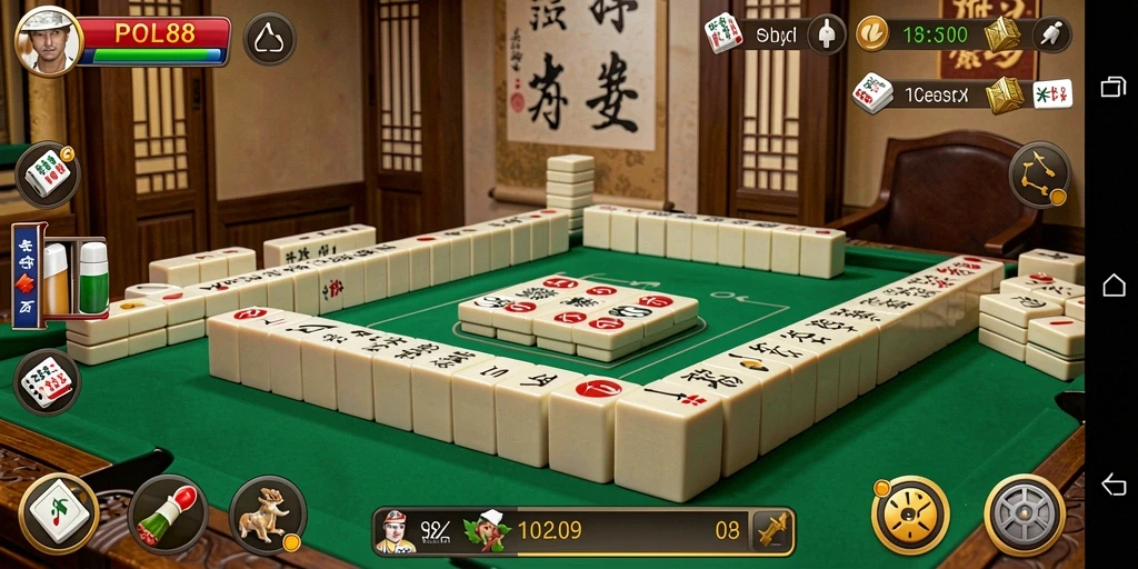 Tangkapan layar utama POL88 menampilkan aksi seru permainan Mahjong.