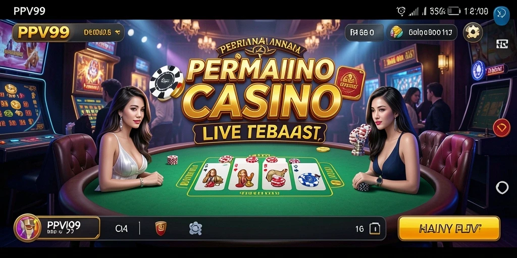 Tampilan gameplay PPV99 dengan dealer langsung di kasino.