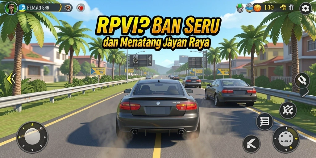 Screenshot gameplay RPVIP3 yang menampilkan balapan menegangkan.