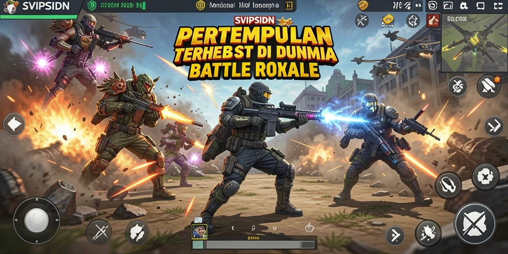Screenshot SVIPSIDN menampilkan aksi pertempuran Battle Royale yang menegangkan.