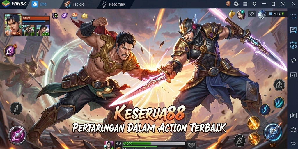 Tampilan gameplay <strong>WIN88</strong> dengan aksi pertarungan yang mendebarkan.